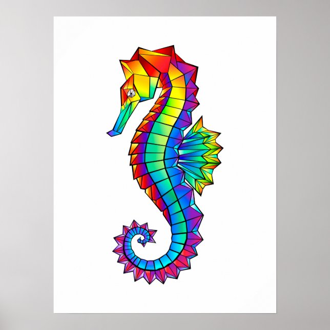 Rainbow Polygonal Seahorse Poster (Framsidan)