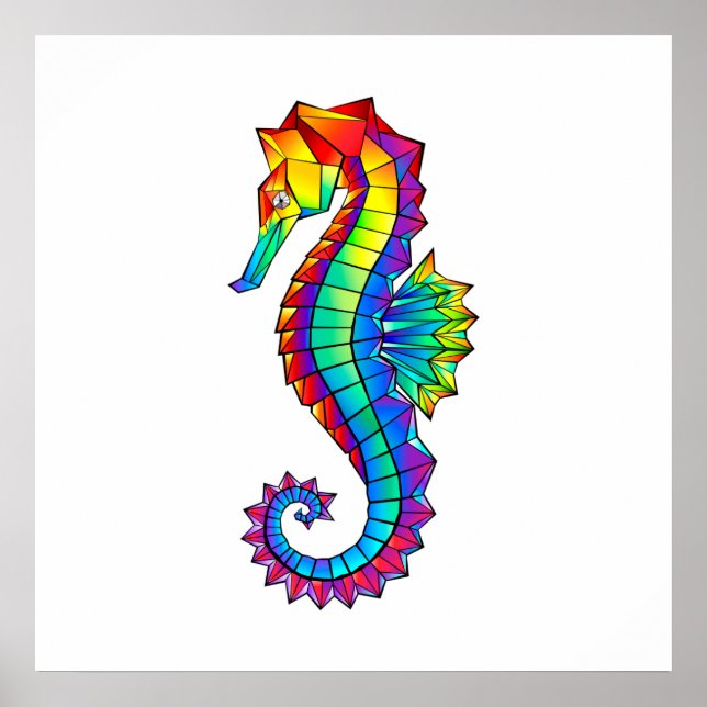 Rainbow Polygonal Seahorse Poster (Framsidan)
