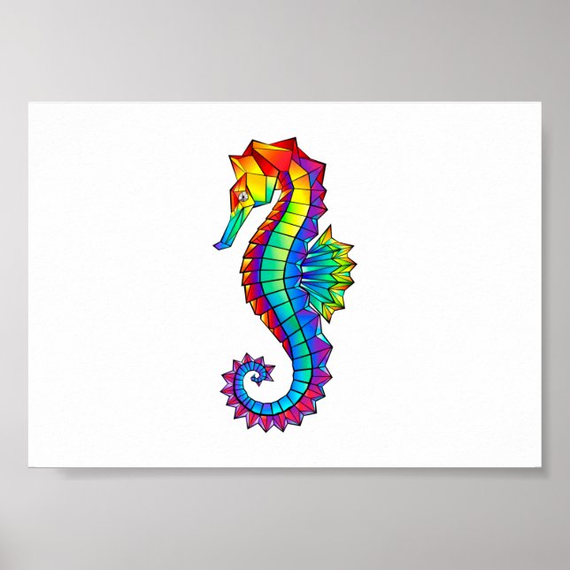 Rainbow Polygonal Seahorse Poster (Framsidan)