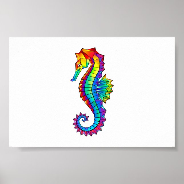 Rainbow Polygonal Seahorse Poster (Framsidan)