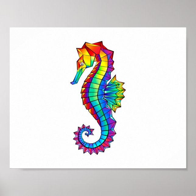 Rainbow Polygonal Seahorse Poster (Framsidan)