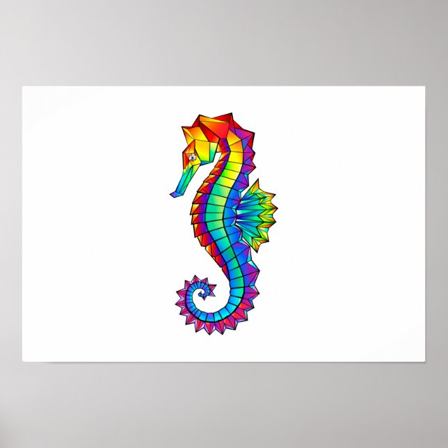 Rainbow Polygonal Seahorse Poster (Framsidan)