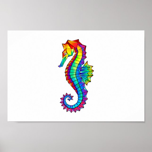 Rainbow Polygonal Seahorse Poster (Framsidan)