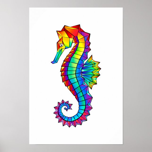 Rainbow Polygonal Seahorse Poster (Framsidan)
