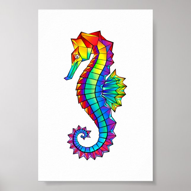 Rainbow Polygonal Seahorse Poster (Framsidan)