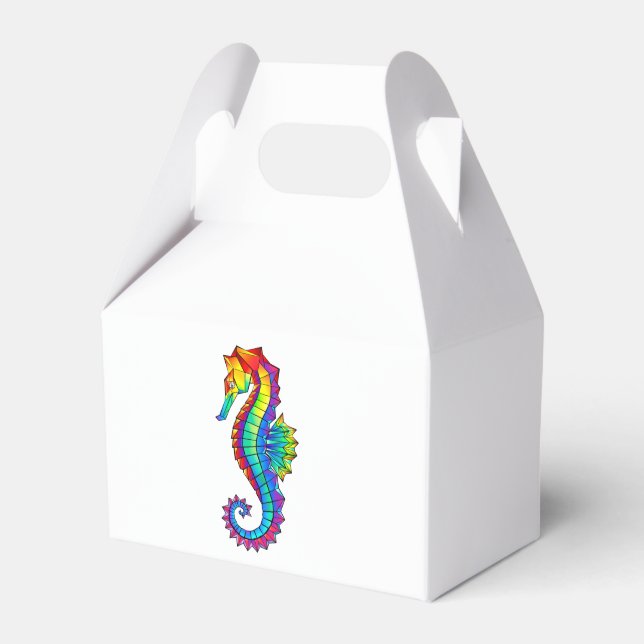 Rainbow Polygonal Seahorse Presentaskar (Framsidan Sidan)