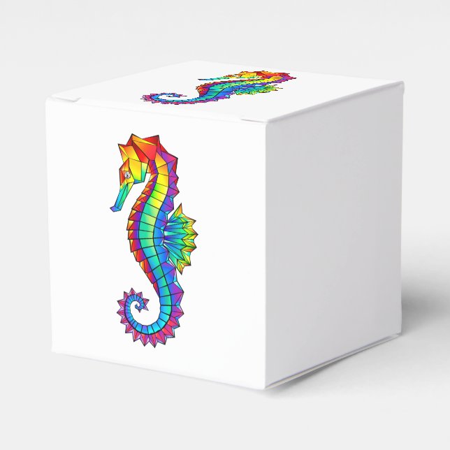 Rainbow Polygonal Seahorse Presentaskar (Framsidan Sidan)
