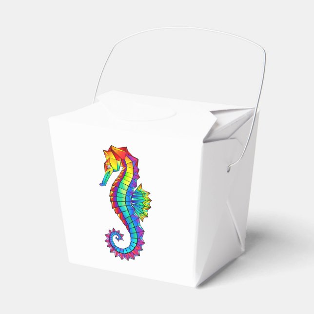 Rainbow Polygonal Seahorse Presentaskar (Framsidan Sidan)