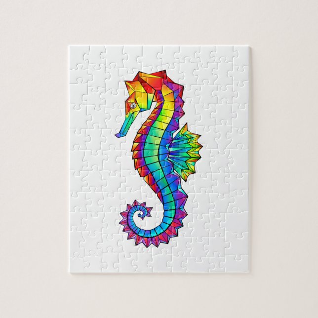 Rainbow Polygonal Seahorse Pussel (Vertikal)