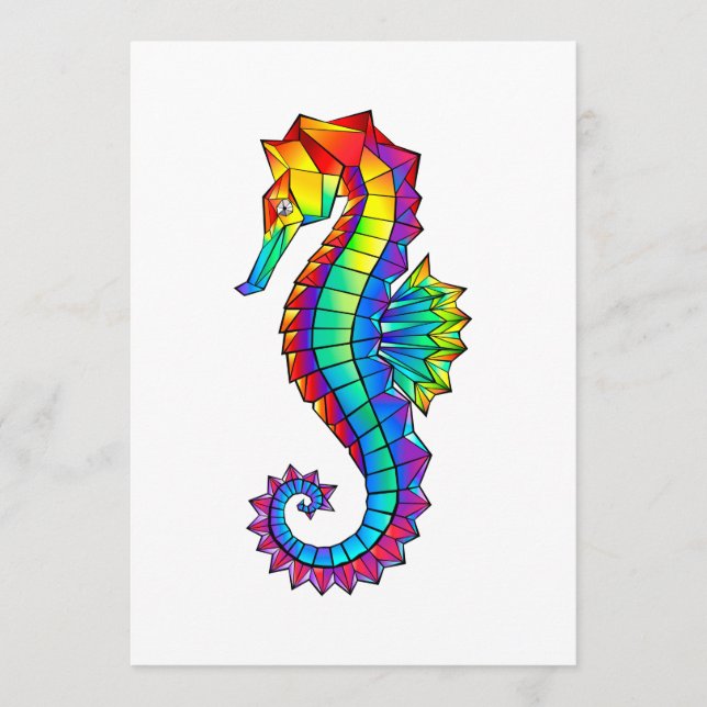 Rainbow Polygonal Seahorse Rådkort (Framsida)