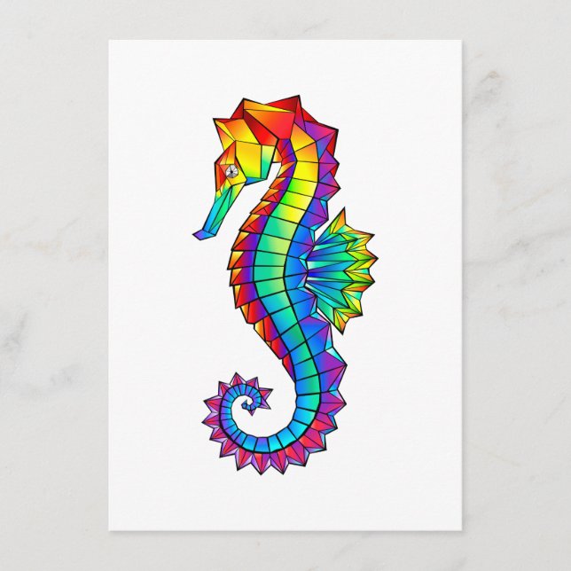 Rainbow Polygonal Seahorse Rådkort (Framsida)