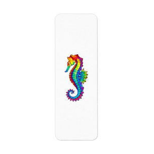 Rainbow Polygonal Seahorse Returadress Etikett