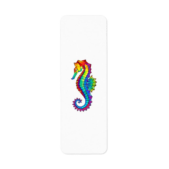 Rainbow Polygonal Seahorse Returadress Etikett (Framsidan)