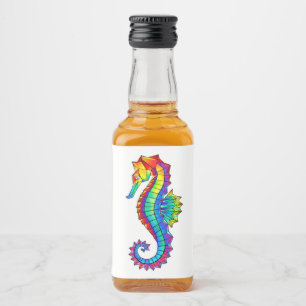 Rainbow Polygonal Seahorse Spritflaskor Etikett