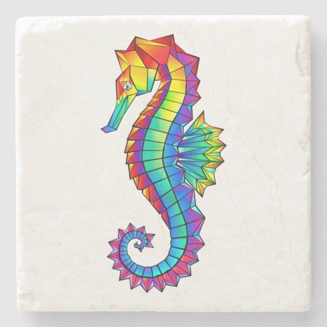 Rainbow Polygonal Seahorse Stenunderlägg (Framsidan)