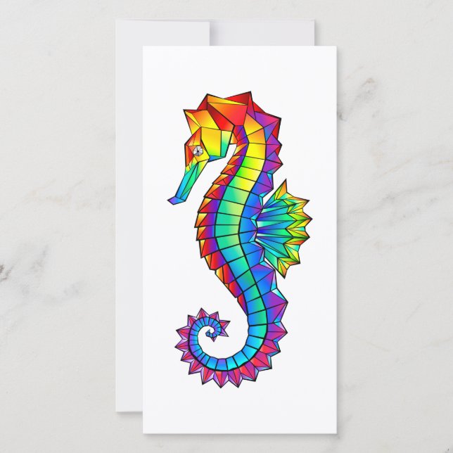 Rainbow Polygonal Seahorse Tack Kort (Framsida)