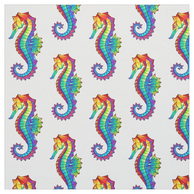 Rainbow Polygonal Seahorse Tyg (Provkarta)