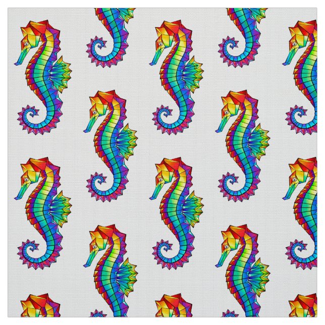 Rainbow Polygonal Seahorse Tyg (Provkarta)