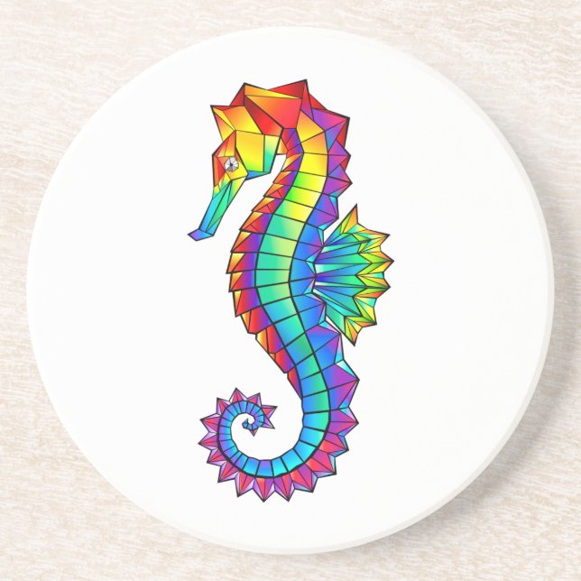 Rainbow Polygonal Seahorse Underlägg (Framsidan)