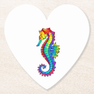 Rainbow Polygonal Seahorse Underlägg Papper
