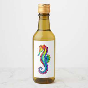 Rainbow Polygonal Seahorse Vinetikett