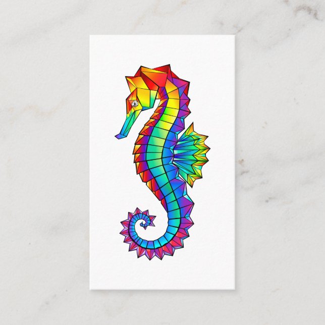 Rainbow Polygonal Seahorse Visitkort (Framsida)