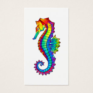 Rainbow Polygonal Seahorse Visitkort