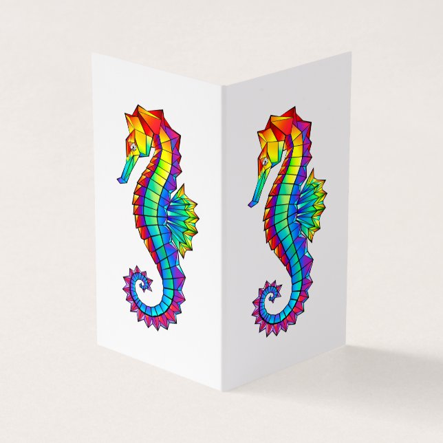 Rainbow Polygonal Seahorse Visitkort (Utsida)
