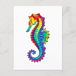 Rainbow Polygonal Seahorse Vykort