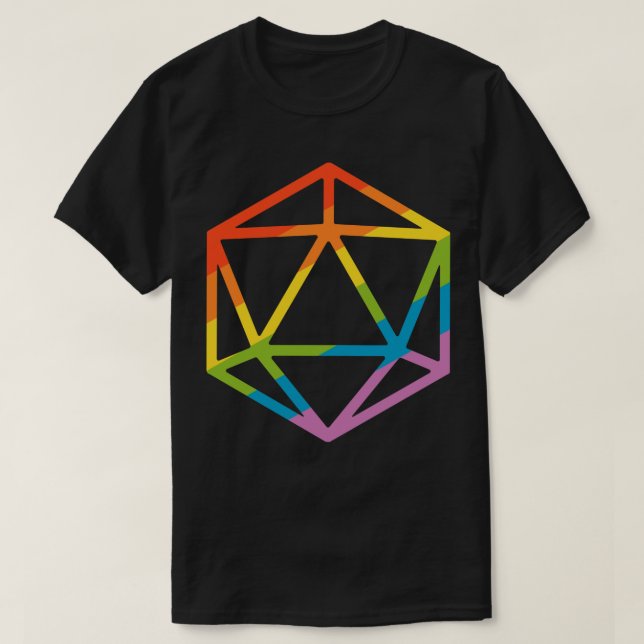 Rainbow Polyhedral D20 Dice Tabletop RPG T Shirt (Design framsida)
