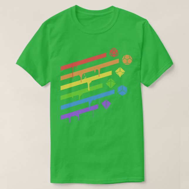 Rainbow Polyhedral Dice Set Tabletop RPG Addict 2 T Shirt (Design framsida)