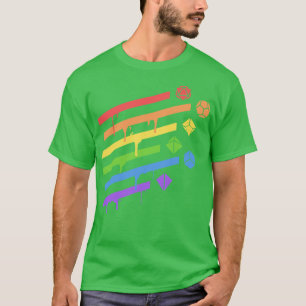 Rainbow Polyhedral Dice Set Tabletop RPG Addict 2 T Shirt