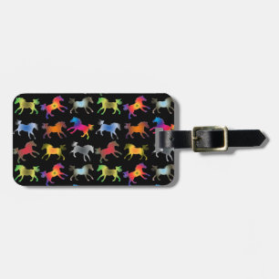 Rainbow Ponies on Black Bagagebricka