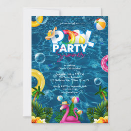 Rainbow Pool Party Birthday Invitation Inbjudningar