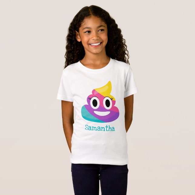 Rainbow Poop Emoji T Shirt (Hel framsida)