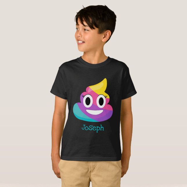Rainbow Poop Emoji Tee Shirt (Hel framsida)