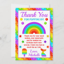 Rainbow Pop IT Fidget Leksak Födelsedagsfest Tack Kort