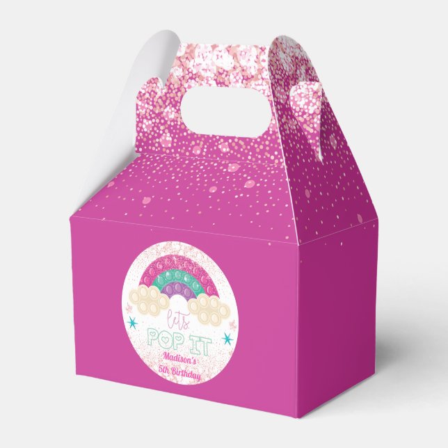 Rainbow Pop it Girl Birthday Rosa Presentaskar (Framsidan Sidan)
