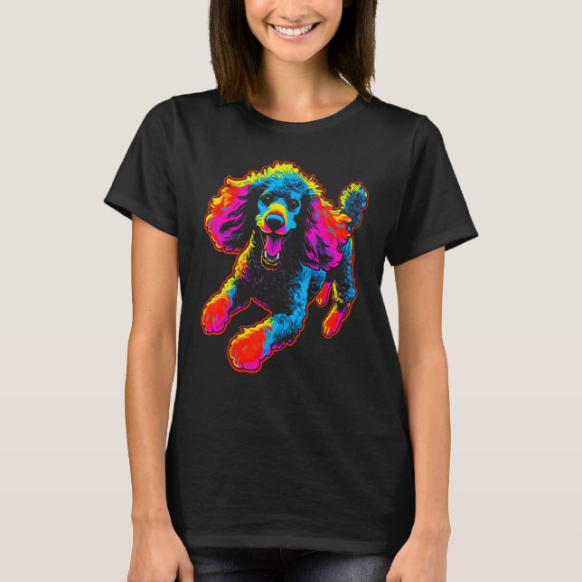 Rainbow Pop Poodle Dog T Shirt (Framsida)