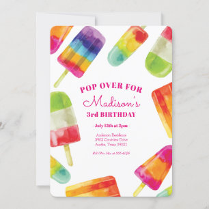 Rainbow Popsicle Summer Birthday-inbjudan Inbjudningar