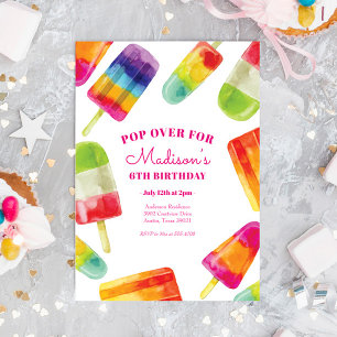 Rainbow Popsicle Summer Birthday-inbjudan Inbjudningar