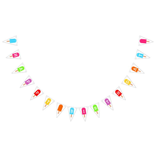 Rainbow Popsicles Kids Grattis på födelsedagen Vimplar (Alla)