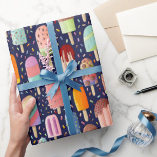 Rainbow Popsicles Wrapping Papper Roll Presentpapper
