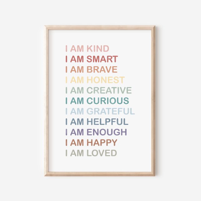 Rainbow Positive Affirmations För barn Nursery Poster (Skapare uppladdad)