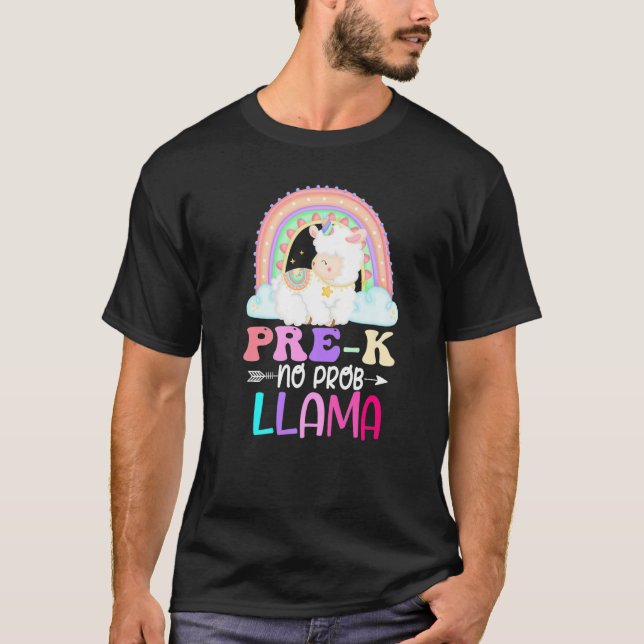 Rainbow Pre-K No Prob Llama 100th Day of School Pr T Shirt (Framsida)