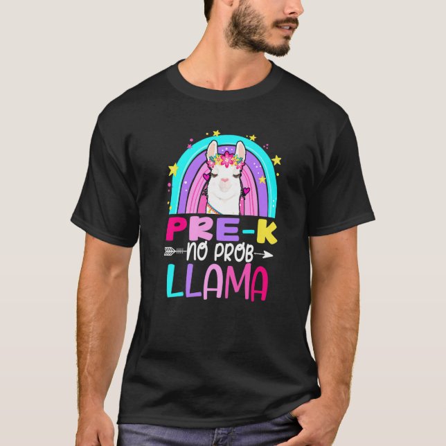 Rainbow Pre-Kindergarten No Prob Llama 100th Day o T Shirt (Framsida)