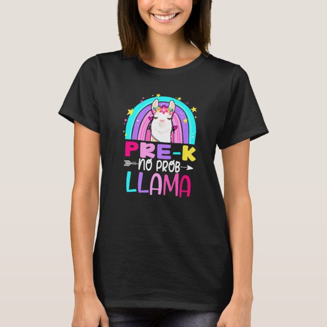 Rainbow Pre-Kindergarten No Prob Llama 100th Day o T Shirt (Framsida)