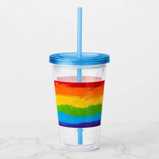 Rainbow Pride Acrylic Tumbler - LGBT Gay Lesbisk Take Away Mugg (Framsida)