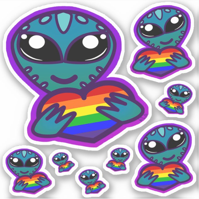 Rainbow Pride Alien Stickers Klistermärken (Framsida)