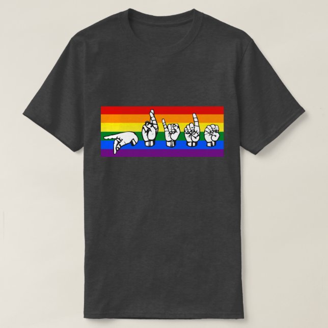 Rainbow Pride American Sign Language LGBTQ+ Tee Shirt (Design framsida)
